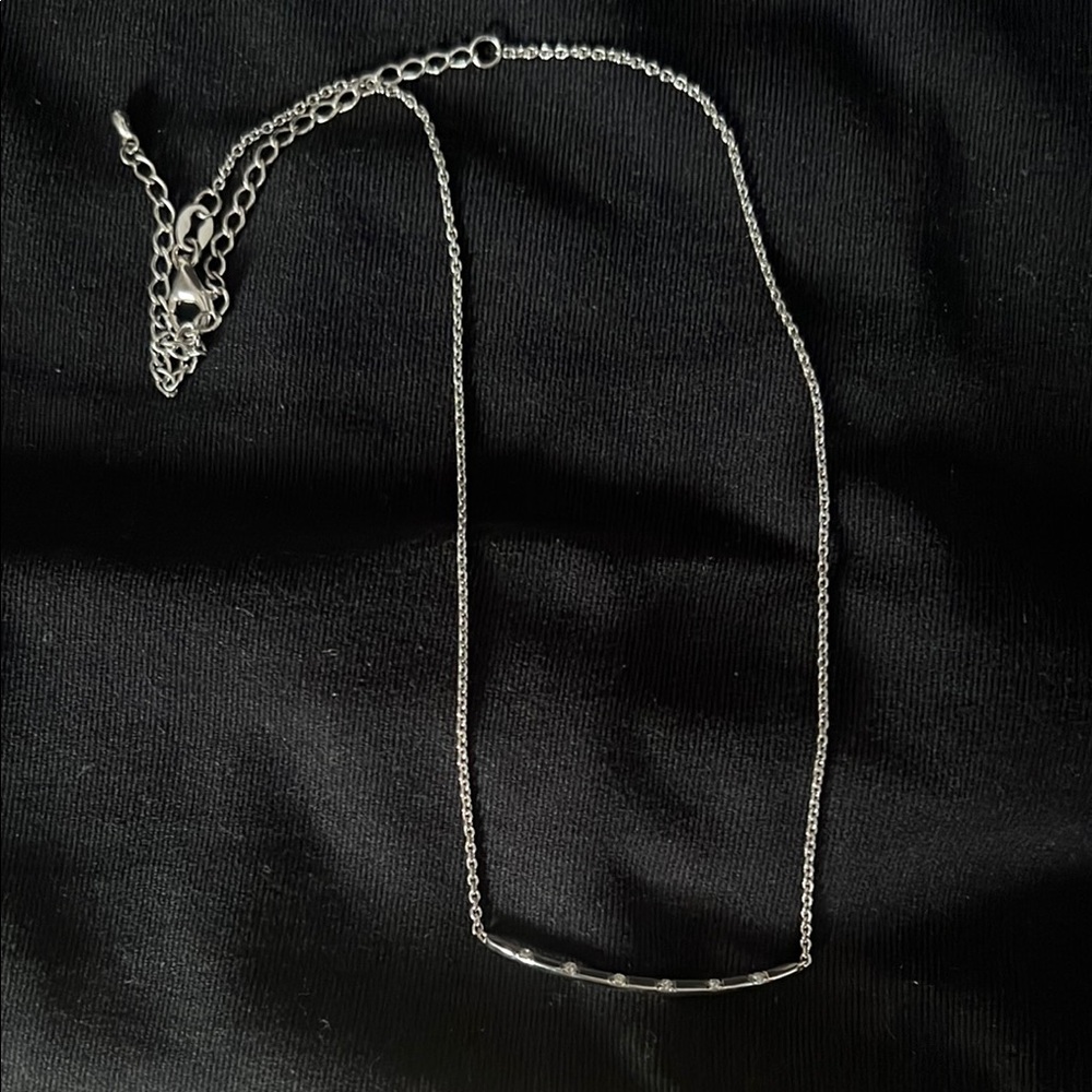 Kay Jewelers Thin Diamond Bar Silver Necklace